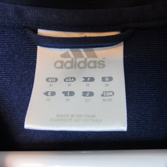 Adidas Track Jacket Medium Navy Blue Embroidered Logo Y2K Zip Up - Picture 3 of 7
